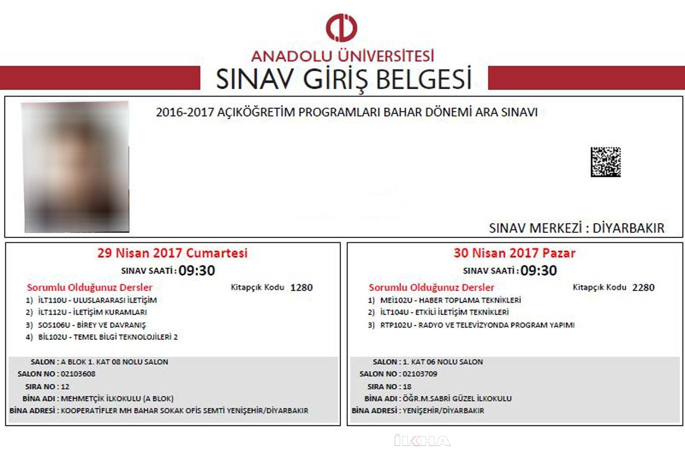 Açık Öğretim Sınav Giriş Belgesi Çıktısı http://aolweb.aol.meb.gov.tr/ AÇIK ÖĞRETİM LİSESİ - 4 YILLIK
