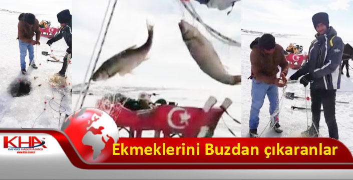 Kars'ta Ekmeklerini Buzdan çıkaranlar